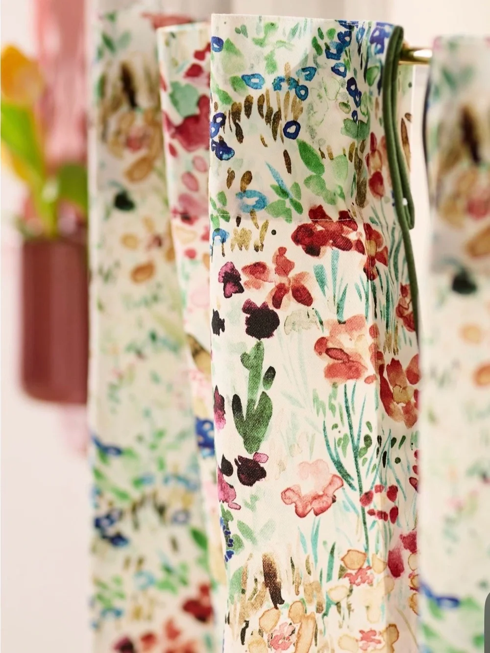 Anthropologie @nestingwithgrace Cotton Floral Printed Cafe Curtains, Set of 2